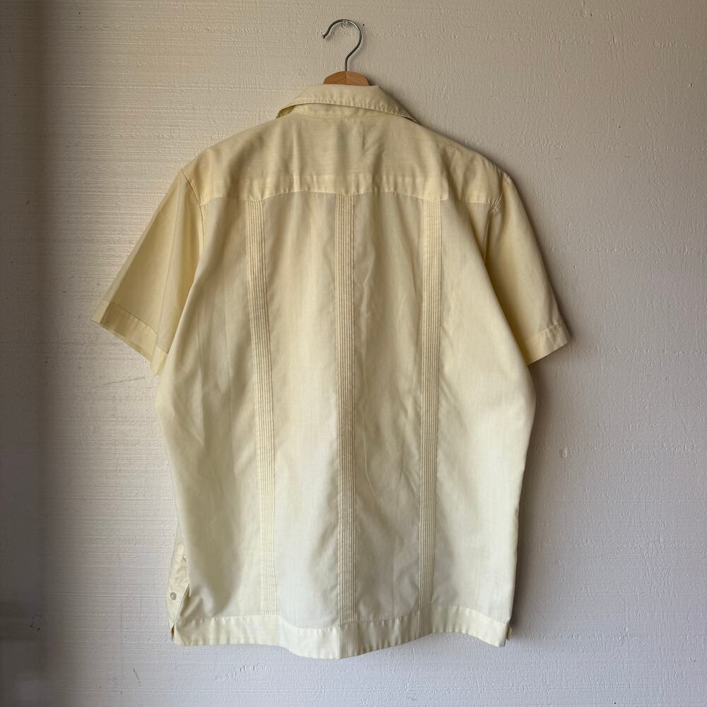 Vintage 1970s Guayabera Embroidered 4-Pocket Short Sleeve Shirt Mens Size Large - Picture 2 of 10